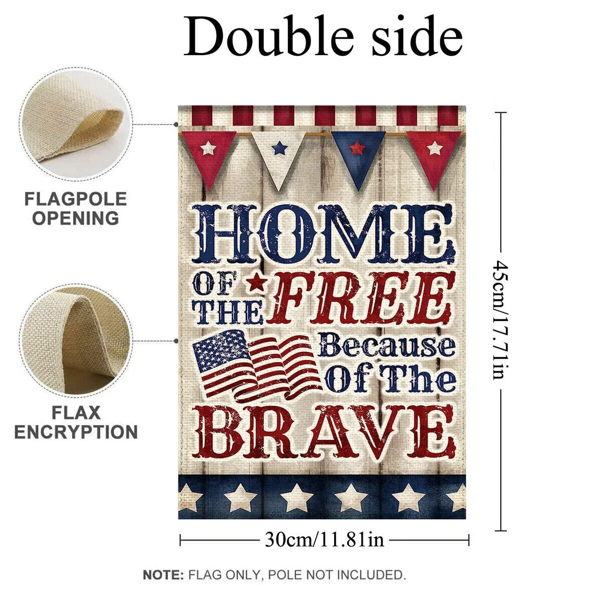 Home Of The Free Because Of The Brave Garden Flag Double Sided 12" x 18" NEW! Home & Garden:Yard, Garden & Outdoor Living:Décor:Flags Cozy Home Treasures